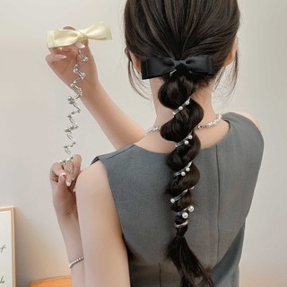  3 Màu Co Giãn Trắng Nơ Đen Xoắn Ốc Tóc Dây Buộc Tóc Cao Su Đuôi Ngựa 