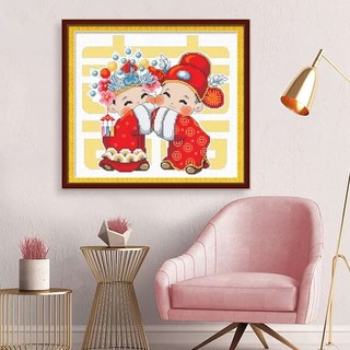  11CT, Thắt Nút Mãn Châu Thêu Đơn Giản Hiện Đại Tranh Thêu Chữ Thập Trang Trí Tường, 38x37cm