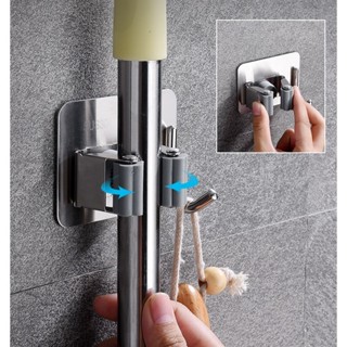  Móc treo cây lau nhà INOX 2 trong 1 dán tường chịu lực  tiện dụng. 