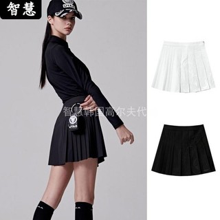 Hàn quốc daigou utaa golf jersey váy 23 mùa xuân golf nữ họa tiết màu trơn váy thể thao váy ngắn
