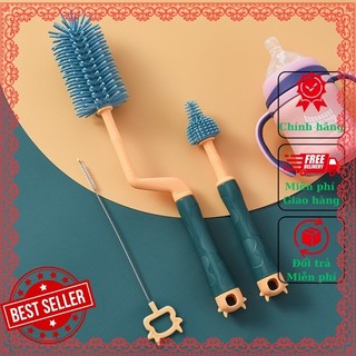 Cọ Silicon 3 Chi Tiết, Tay Cầm 360 Độ Dùng Cho Mọi Loại Bình Sữa, Cốc, Ly, Bình Nước, Cọ Bình Chất Liệu Silicon