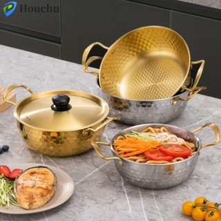 Houchu Nồi Ramen Hàn Quốc, có Nắp Nồi Canh Họa Tiết Búa, Nồi Nồi Đôi Tay Cầm Nồi Sữa Inox Cắm Trại