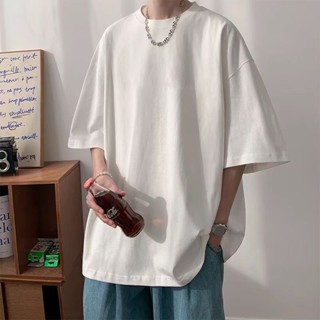 【M-5XL】Áo Thun Unisex Basic Tee Tay Lỡ Oversize Form Rộng Áo Thun Nam Nữ 2024 Áo Thun Nam Ngắn Tay Màu Trơn Cổ Tròn Phong Cách Hàn Quốc Áo Nam Trắng Cho Nam Nhiều Màu Vải Dày Không Xù Lông