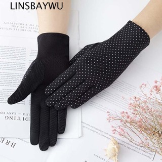 Găng tay nữ chấm bi chống nắng thời trang nhiều màu tùy chọn 