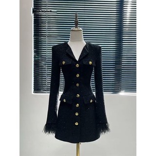2024 Phong Cách Mới Nữ Đầm Nhỏ Phong Cách Nổi Tiếng Hepburn Phong Cách Phương Tây Mỏng Hơn Nhìn Dài Tay Váy Đen Nhỏ