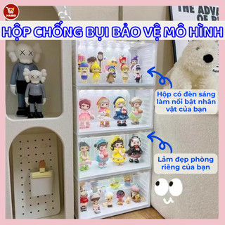 Hộp mô hình màu, hộp trưng bày mô hình có đèn, tủ trưng bày mô hình, kệ trưng bày mô hình Chống bụi