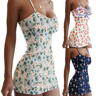 Rotyroya-nữ Gợi Cảm Mùa Hè Spaghetti Dây In Hoa Bodycon Đảng Mini Sling Đầm