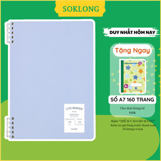 Vở kẹp còng nhựa 2 đầu B5 120 trang caro nét đứt 6x6 100gsm MS 809, sổ KLONG giấy Dash Caro tiện lợi