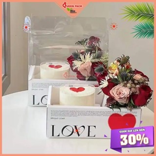 [HCM QP] Hộp MICA Trong Suốt 2 Ngăn Kèm Đế Giấy Có Quai Xách, Đựng Bánh, Hoa, Quà Tặng