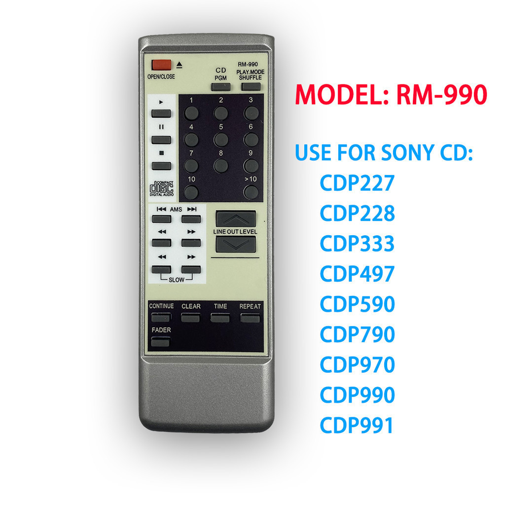 RM-990 Mới Thay Thế Điều Khiển Từ Xa Cho Sony CD Player Phù Hợp Cho CDP227 CDP228 CDP333 CDP497 CDP5