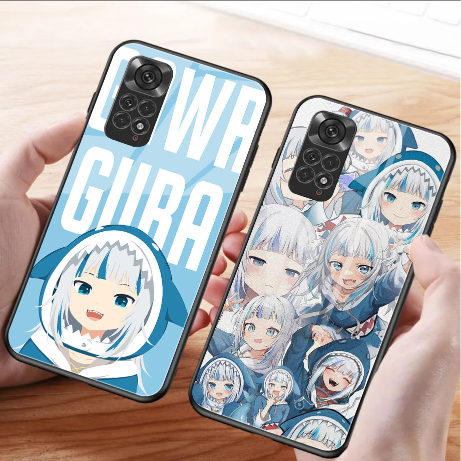 Ốp điện thoại kính cường lực Gawr Gura Hololive 01 cho Xiaomi Redmi Note 13 Pro Plus 12 4G 11 10 5G 