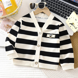 SUPER KIDS Áo khoác cardigan trẻ em Áo khoác thời trang bé trai và bé gái Áo len cardigan trẻ em phiên bản Hàn Quốc