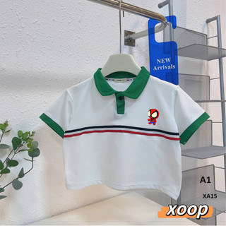 Áo phông XOOP cổ đức cộc tay chất cá sấu in Nhện cho bé ( 10-21kg) XA15F ,Đồ bộ thời trang Phúc Yến