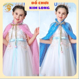Áo choàng công chúa ELSA - NỮ HOÀNG BĂNG GIÁ đính kim sa đầy màu sắc cho bé gái trang phục hóa trang HALLOWEEN