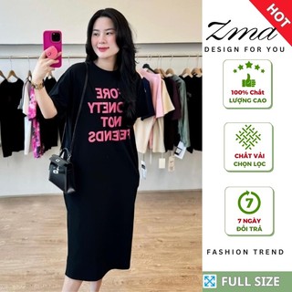 Đầm suông, Váy bầu dáng dài form rộng Bigsize chất vải thun cotton mặc mùa hè siêu mát