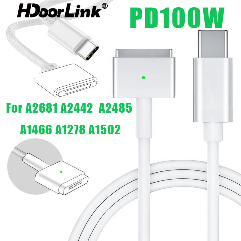 Cáp HdoorLink chuyển đổi cổng USB C sang Mg/safe 2 3 chuyên dụng thích hợp Cáp sạc Type c sang chân T chân cho A2681 A1466 A1278