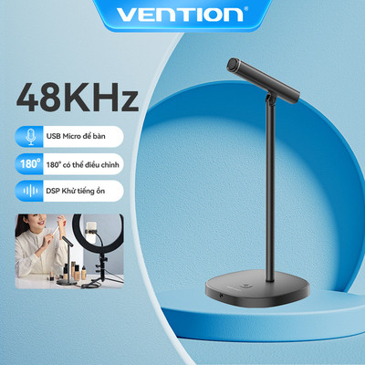 Vention USB Để Bàn Micro PC Máy Tính Mic 72dB Giảm Tiếng Ồn Micro Trực Tiếp Chơi Game Trò Chuyện Trực Tuyến Micro 3.5mm 180°Có thể điều chỉnh