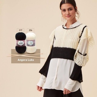 Cuộn len mohair pha acrylic Nako Angora Luks