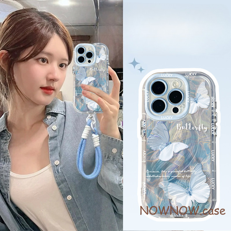 Dành Cho IPhone 15 14 13 12 11 Pro MAX X XR XS MAX 7 8 Plus INS Hoạt Hình Dễ Thương Màu Hồng Xanh Gradient Bướm Kem Lông Hoa Văn Vỏ Điện Thoại Mềm