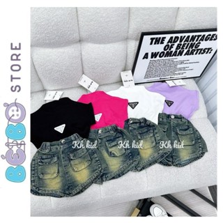  Set áo thun cotton bé gái và quần short túi hộp cho bé gái siêu đáng yêu 