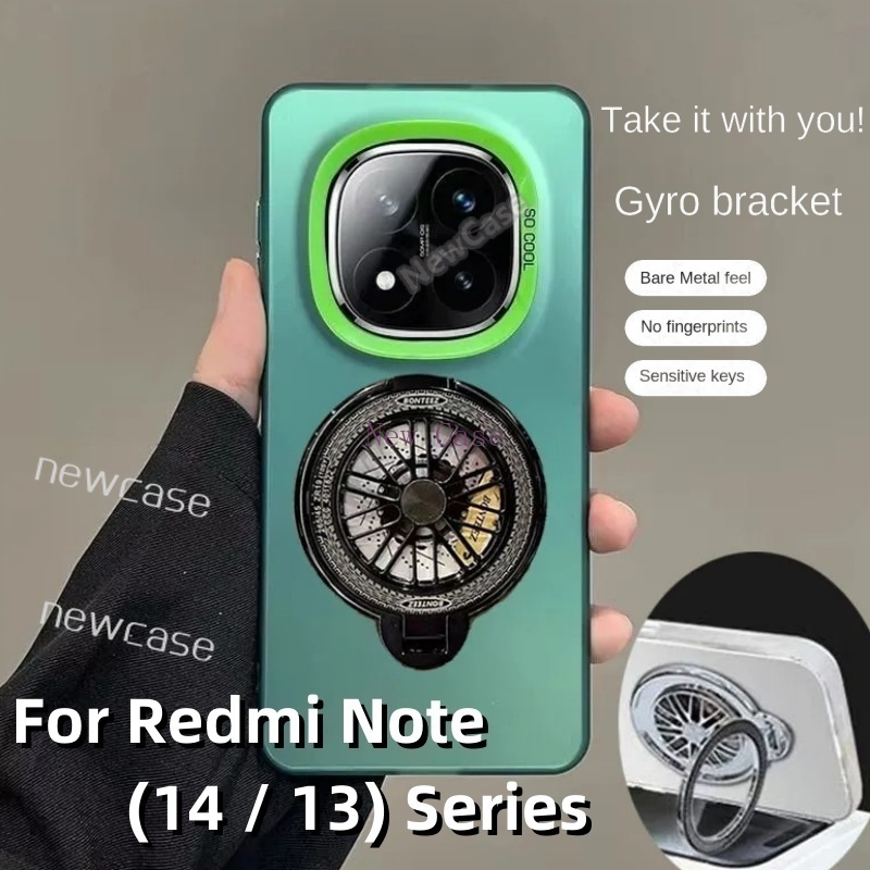 Vỏ Nhiều Màu Sắc Cho Xiaomi Redmi Note 14 13 Pro + Note14Pro + Note13 Note14 Vỏ Mờ Da Cực Quang Bằng Kim Loại Có Giá Đỡ Vòng Con Quay Hồi Chuyển Vỏ Điện Thoại Silicon Ốp Lưng Thời Trang
