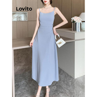 Đầm Lovito xếp nếp màu trơn phong cách thanh lịch dành cho nữ LNE48430
