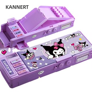 Bút chì KANNERT, Pochacco / Kuromi / Cinnamoroll / Melody Hộp văn phòng phẩm khóa mật khẩu kép, Túi đựng bút nhựa hai lớp hoạt hình dành cho sinh viên