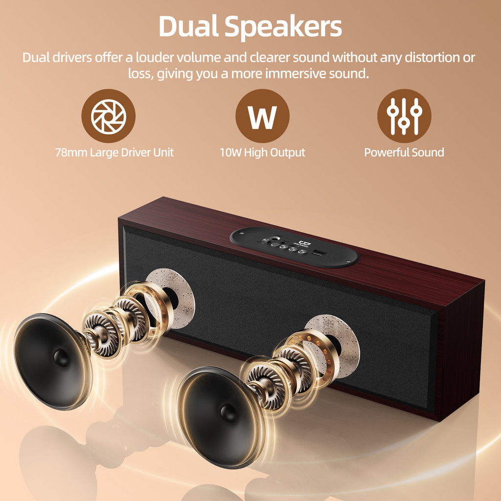 Loa Bluetooth GOOJODOQ hỗ trợ bốn chế độ phát lại và kết nối có dây Loa nhỏ gọn di động vân gỗ đẹp | BigBuy360 - bigbuy360.vn