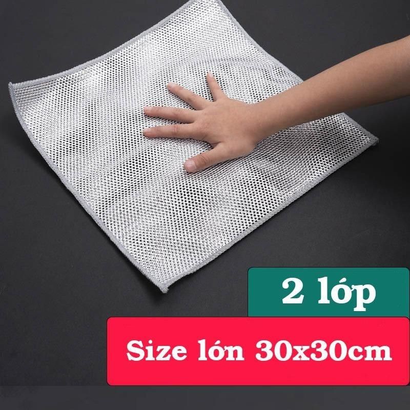 Sét 2 chiếc Giẻ Rửa Chén Dây Kim Loại, Kích thước 30x30cm - Loại 2 Lớp  Lau Bồn Rửa Bát Cọ Rửa Xoong Nồi