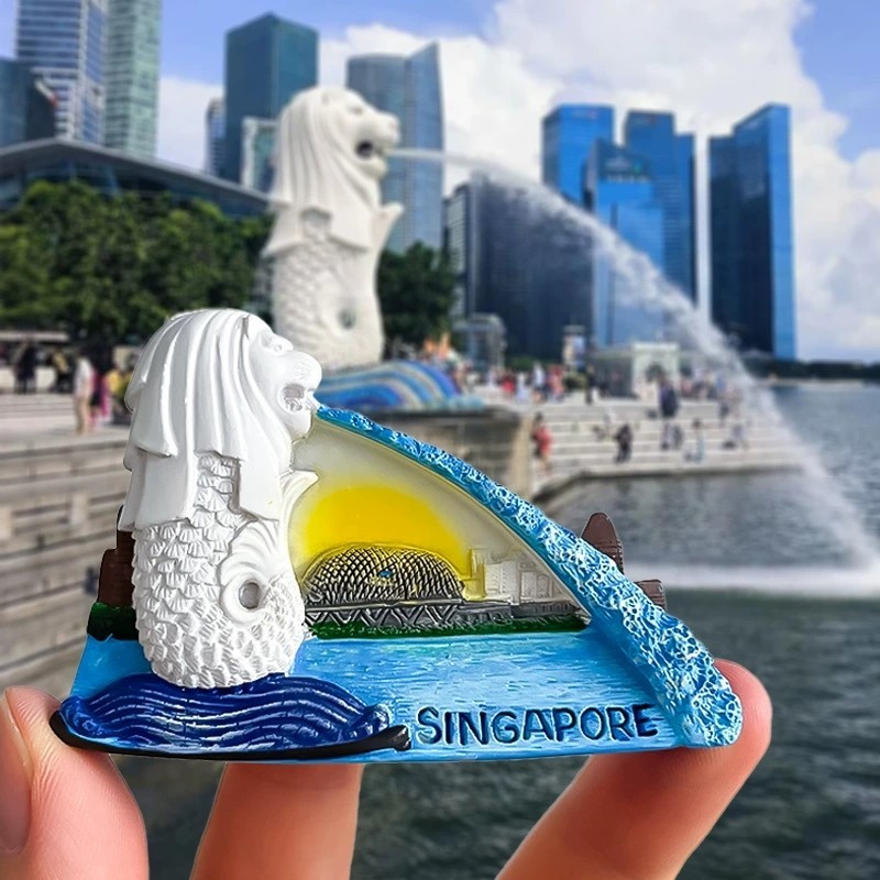 Du Lịch Singapore Dán Tủ Lạnh 3D Du Lịch Lưu Niệm Từ Miếng Dán Singapore Merlion Park Tủ Lạnh Nam Ch