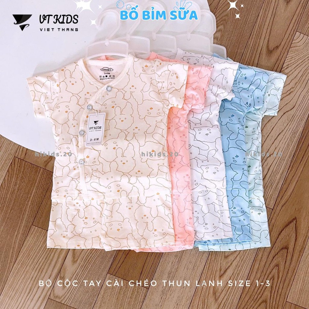 (Set 3-5) Bộ Cộc Tay Màu VT Thun Lạnh Phối Màu Mềm Mịn Mát Cho Bé Sơ Sinh 0-9 Tháng VT-CL18  - Hi ki