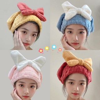  Khăn Ủ Tóc Khăn Quấn Tóc Gội Đầu Mũ Tắm Trùm Đầu Thấm Hút Nước Nhanh Khô Đính Nơ Thời Trang Cho Nữ 