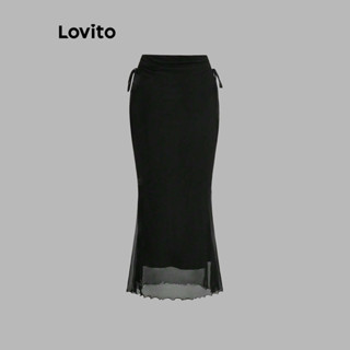Lovito Váy giản dị Váy nàng tiên cá ren trơn dành cho nữ L102AD267