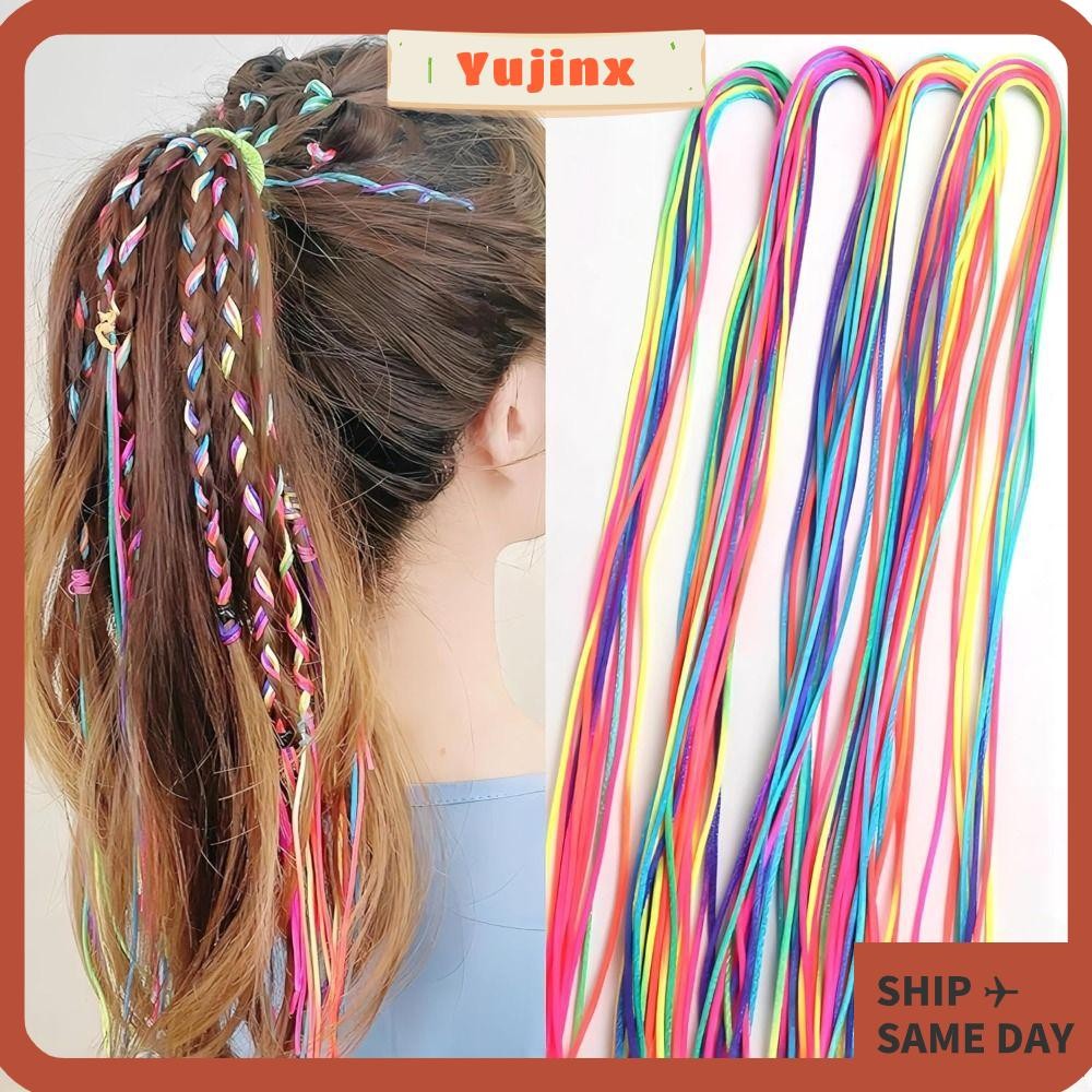 YUJINX 16 / 24 / 32 Dây buộc tóc đầy màu sắc, Dây buộc tóc bện cầu vồng, Phụ kiện tóc màu Gradient R