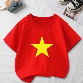 Áo cờ đỏ sao vàng Việt Nam áo trẻ em chất liệu thun mềm mại, thoáng mát, thấm hút mồ hôi
