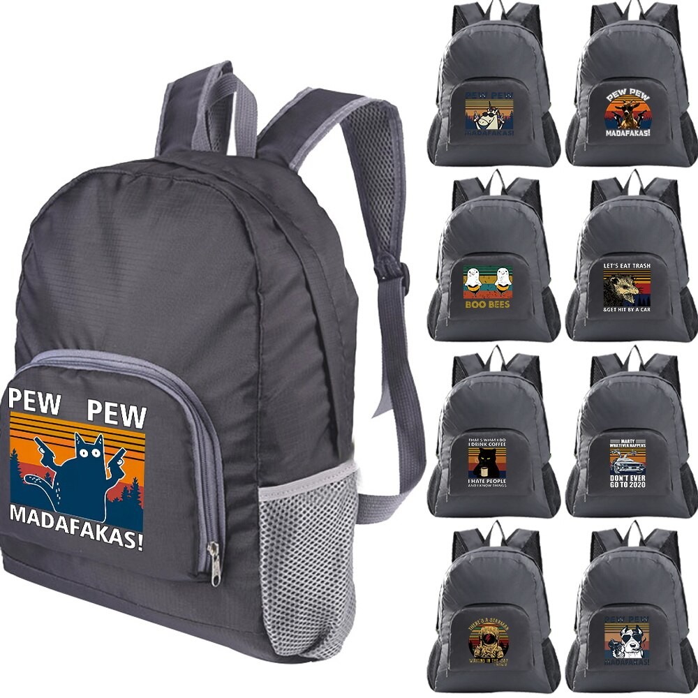 Folding Backpack  Pew Printed Repellent Bag Cycling Camping Climbing Hiking Traveling Storage Backpa