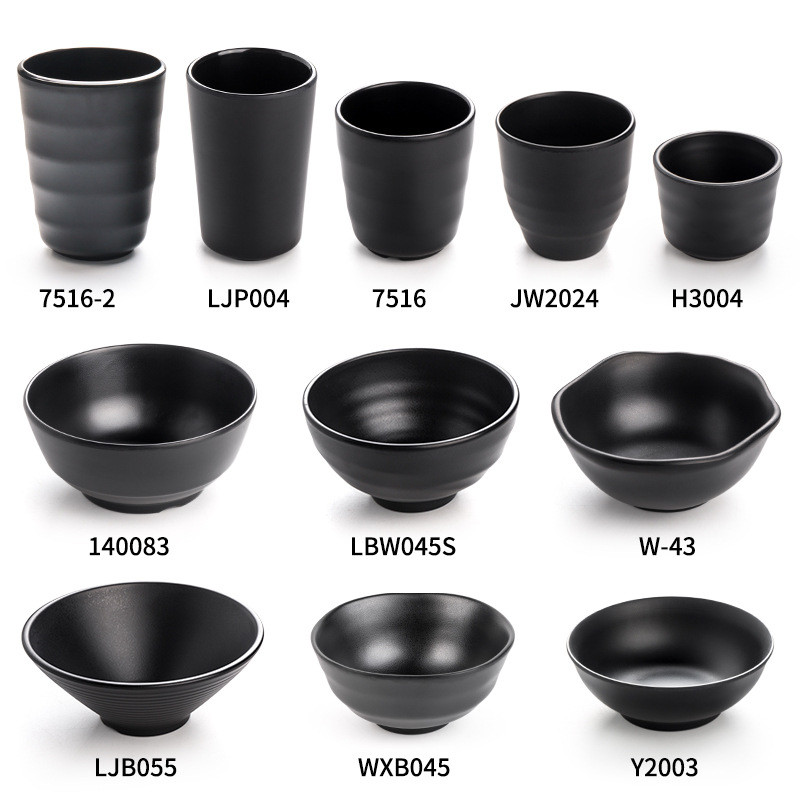 [Melamine] A5 Bát Melamine Cấp Thực Phẩm Melamine Đen Bát Cơm Thức Ăn Nhanh Bát Nhỏ Nhà Hàng Thương 
