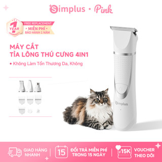 Simplus Pink Tông Đơ Cắt Tỉa Cạo Lông Chó Mèo Không Dây 2025 4 Đầu Dao Đa Năng Sạc Nhanh Dùng Lâu CWTJ001