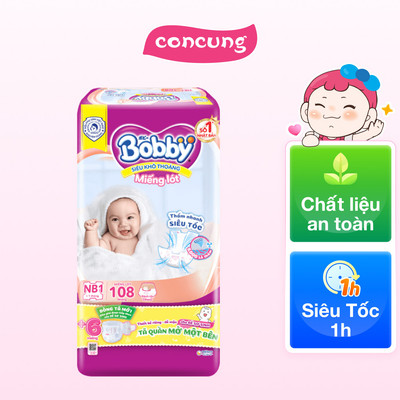Miếng lót Bobby fresh Newborn 1 ( Dưới 5 kg, 108 miếng) - concung