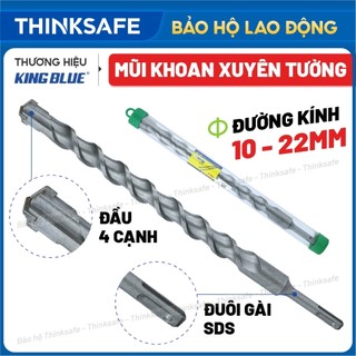  Mũi Khoan Xuyên Tường 4 Cạnh Chuôi Gài KingBlue KBL4 kích thước 10 - 25mm dài 350mm mũi khoan bê tông 
