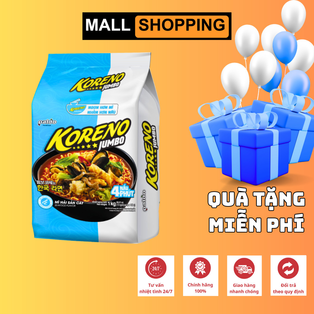 LỐC 10 GÓI MÌ KORENO JUMBO HÀN QUỐC NHIỀU VỊ GÀ | TÔM | BÒ CAY | KIM CHI | NẤM | HẢI SẢN CAY | BÒ ĐẬM VỊ