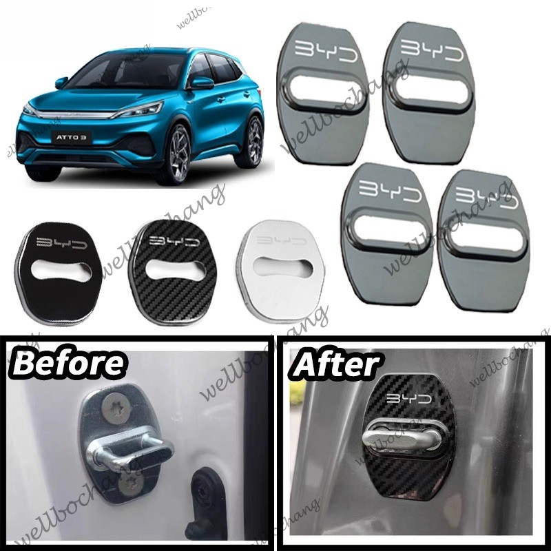 4 BYD Atto 3 Vỏ Khóa Cửa Ô Tô Bằng Thép Không Gỉ Cho Byd atto3 Nhân Dân Tệ plus