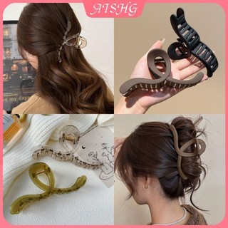 AISHG Nhựa Màu Trơn Kẹp Tóc Người Phụ Nữ Cá Mập Kẹp Cao Cấp Lấy Kẹp Phụ Kiện Tóc Thời Trang