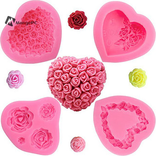 Maxgepc 1 Trái Tim Hoa Hồng Hình Silicone Sugarcraft Khuôn Cupcake Nướng Decorag Khuôn Mới