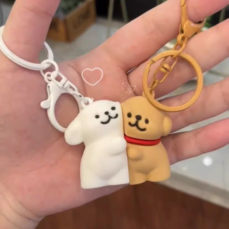 Dễ Thương Từ Chó Con Móc Chìa Khóa Cặp Đôi Nam Châm Hút Móc Khóa Kawaii Nhựa Móc Khóa Ba Lô Mặt Dây 