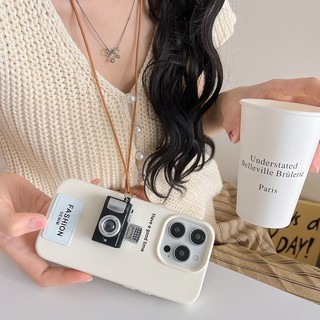 Stereo camera suitable for iPhone 15 ProMAX phone case creative 12 leather pattern 13 14 Pro MAX soft 13Pro protective case