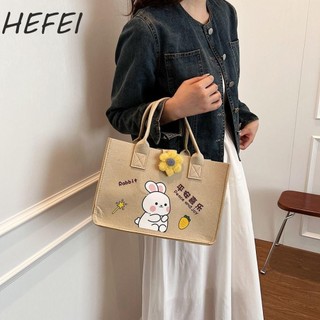 HEFEI nỉ thỏ, Túi xách nỉ hoạt hình hoa dung tích lớn, Túi lưu trữ di động Túi mẹ Túi quà tặng Mua sắm