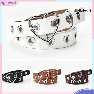 [Dgw] Thắt Lưng Quần Jean Nữ Khóa Hình Trái Tim Rỗng Dây Trang Trí Có Thể Điều Chỉnh Chiều Dài Nhiều Lỗ Thiết Kế Dây Thắt Lưng Da Giả