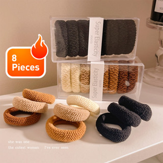  Bộ 8 Miếng Scrunchies Dây Tóc Co Giãn Cao Sợi Dày Vải Đuôi Ngựa Dây Buộc Tóc Cho Nữ 