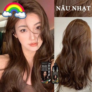 Dầu gội phủ bạc nâu tây 500ml Lược nhuộm tóc thông minh đen nâu thảo dược nhuộm tóc đen nâu tại nhà